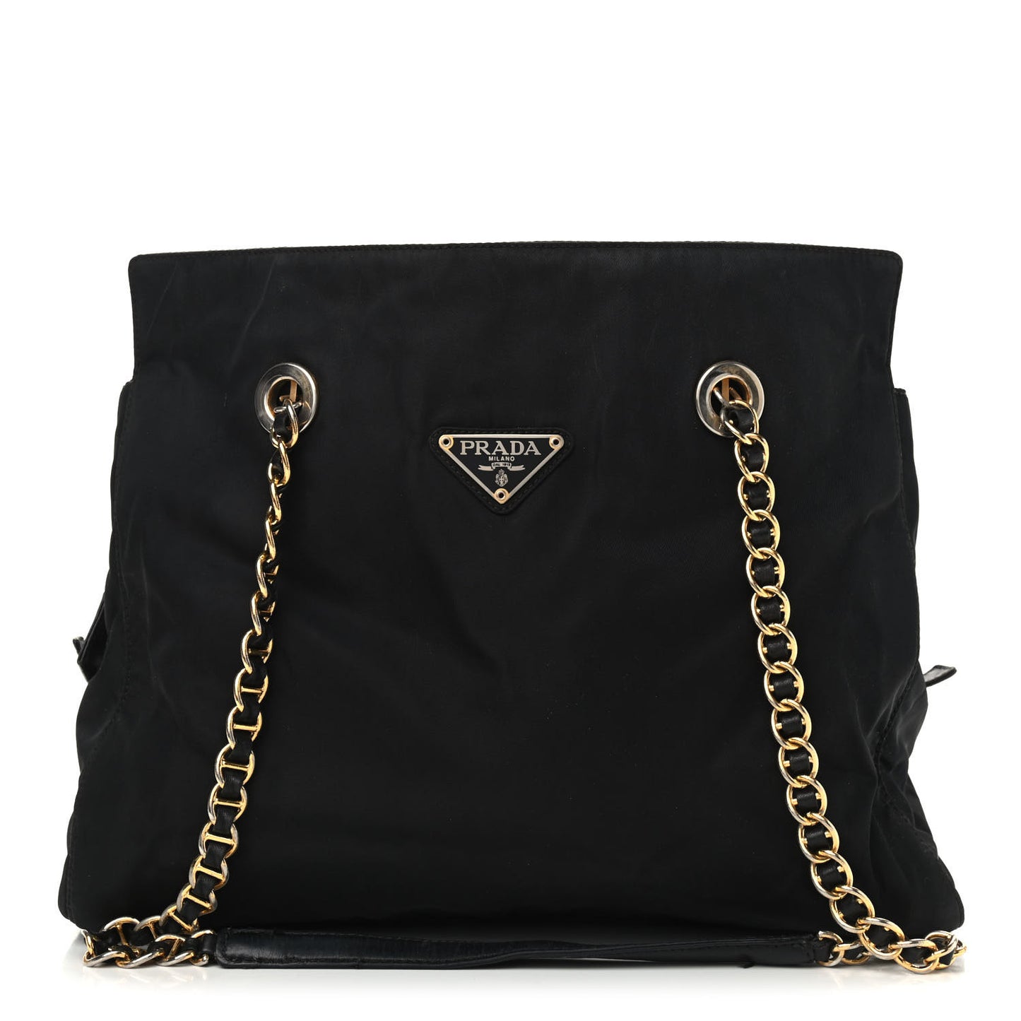 Tessuto Nylon Chain Shoulder Bag Black