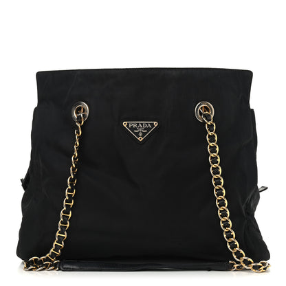 Prada Tessuto Nylon Chain Shoulder Bag Black 1 of 12
