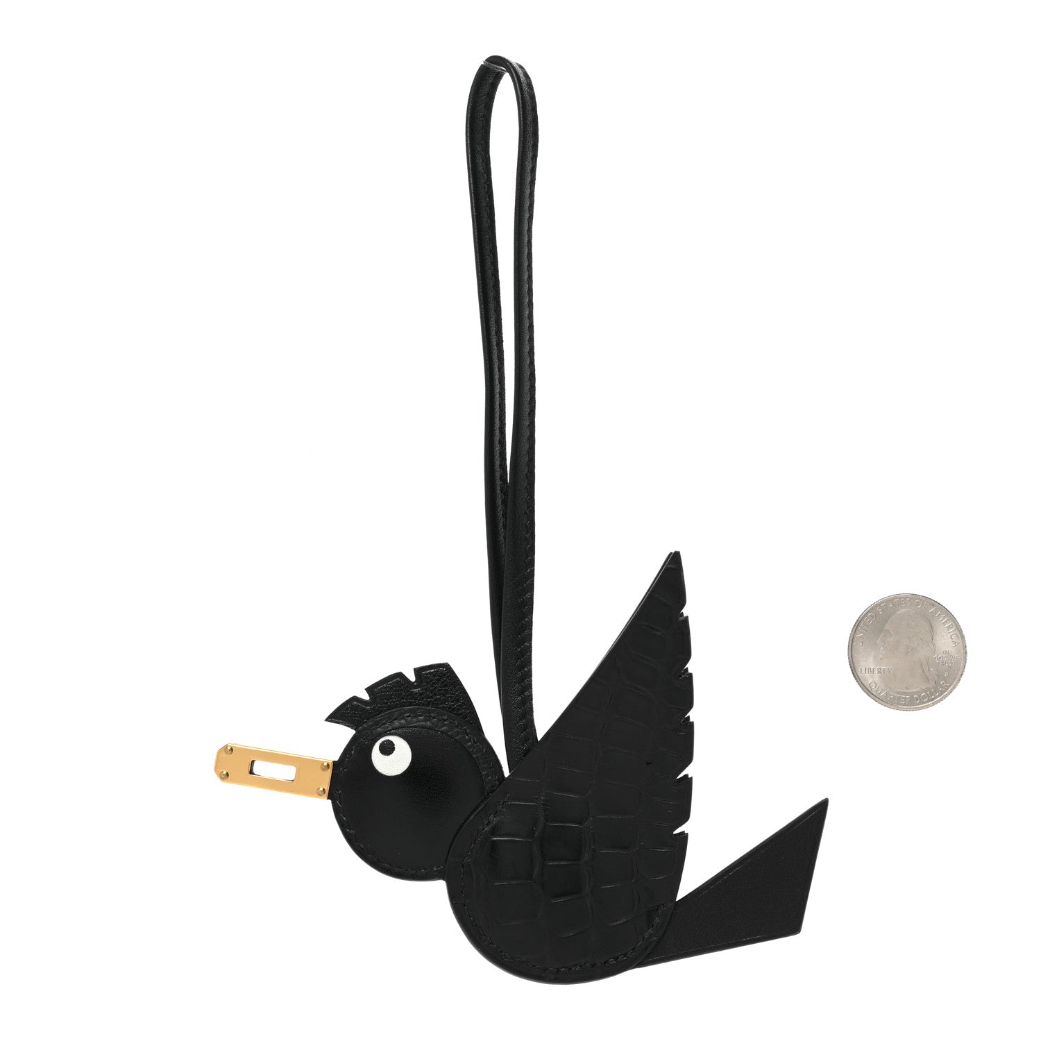 Hermes Swift Alligator Birdy Bag Charm Black 2 of 4