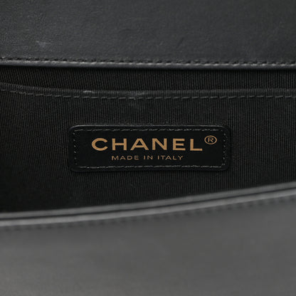 Chanel Metallic Calfskin Pleated Small Boy In Rome Flap Black Gold 6 of 16