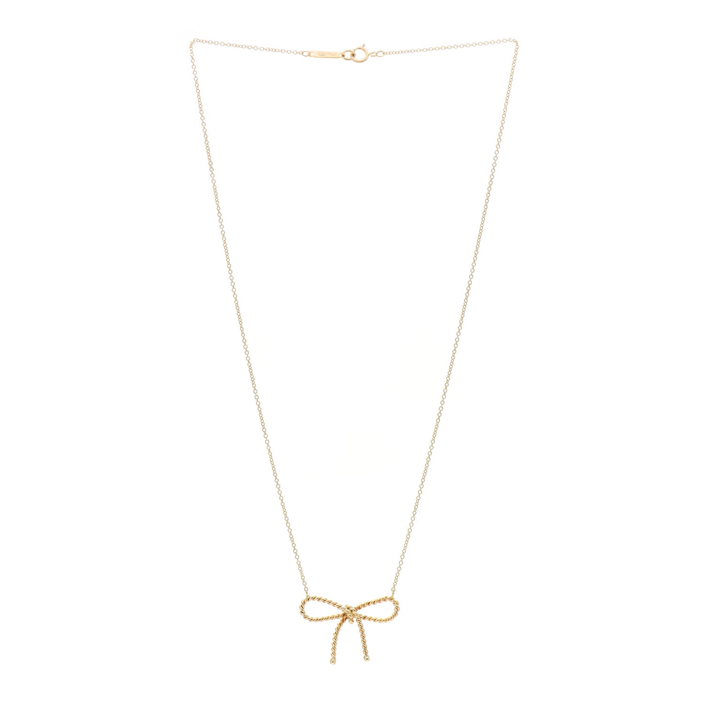 18K Yellow Gold Twist Bow Pendant Necklace