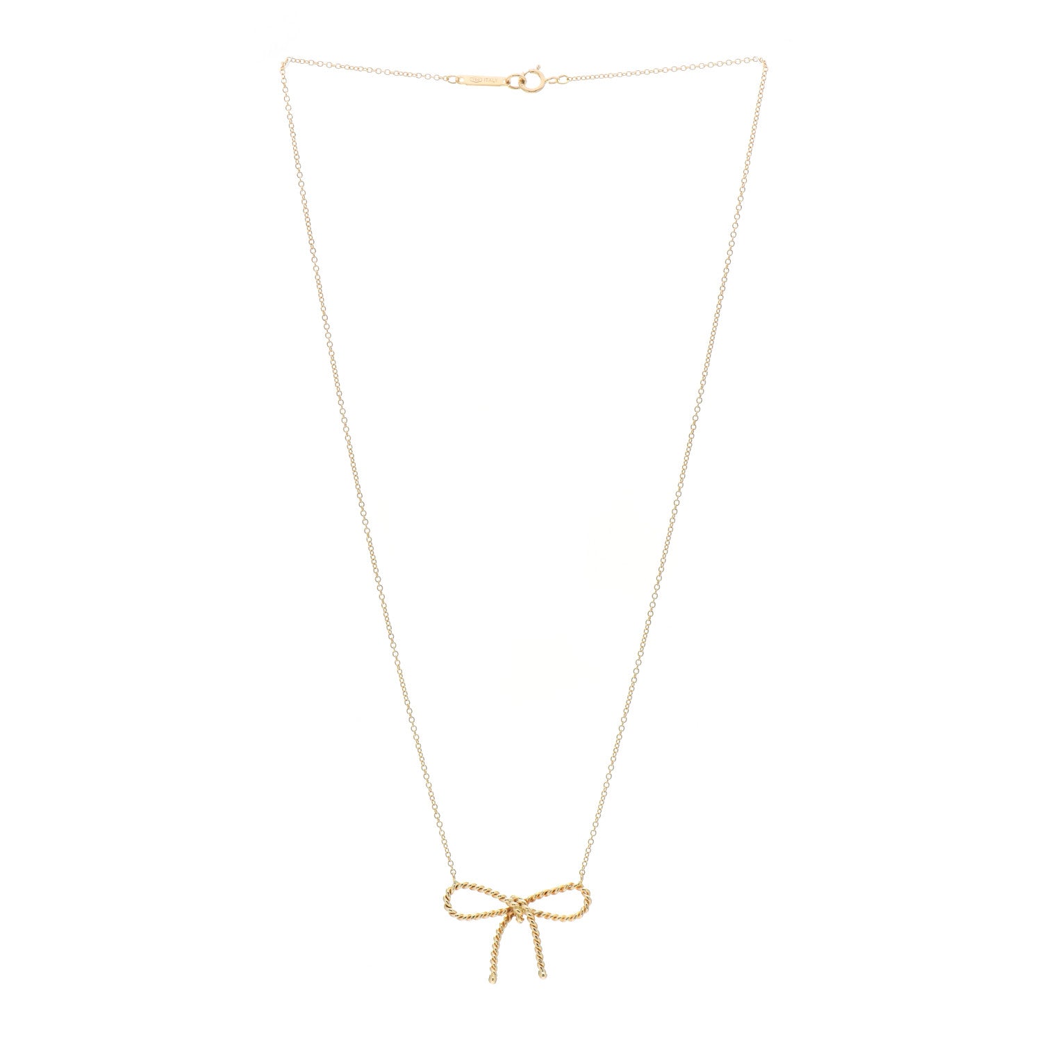 Tiffany 18K Yellow Gold Twist Bow Pendant Necklace 2 of 4