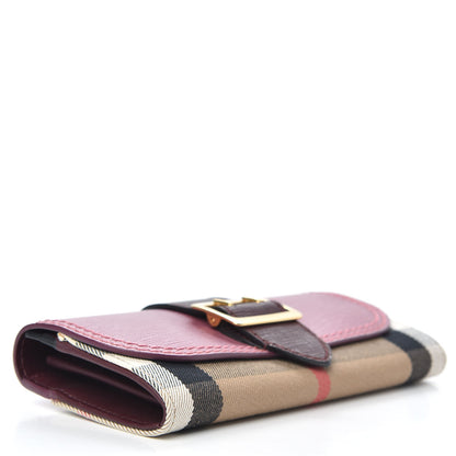 Burberry Embossed Calfskin House Check Halton Wallet Dusky Pink Burgundy 4 of 7
