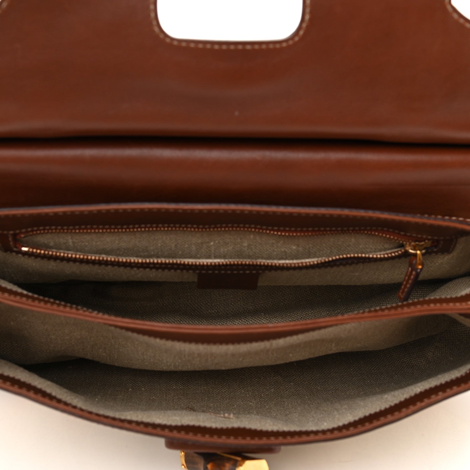 Gucci Canvas Pigna Print Peggy Bamboo Top Handle Bag Brown 5 of 16