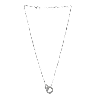 Cartier 18K White Gold Diamond Interlocking LOVE Paved Necklace 3 of 4