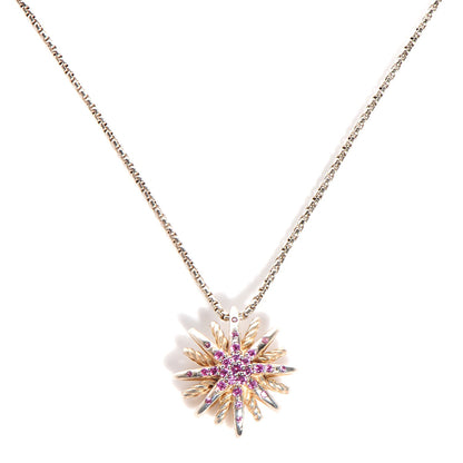 David Yurman Sterling Silver Pink Sapphire Small Starburst Pendant Necklace 1 of 4