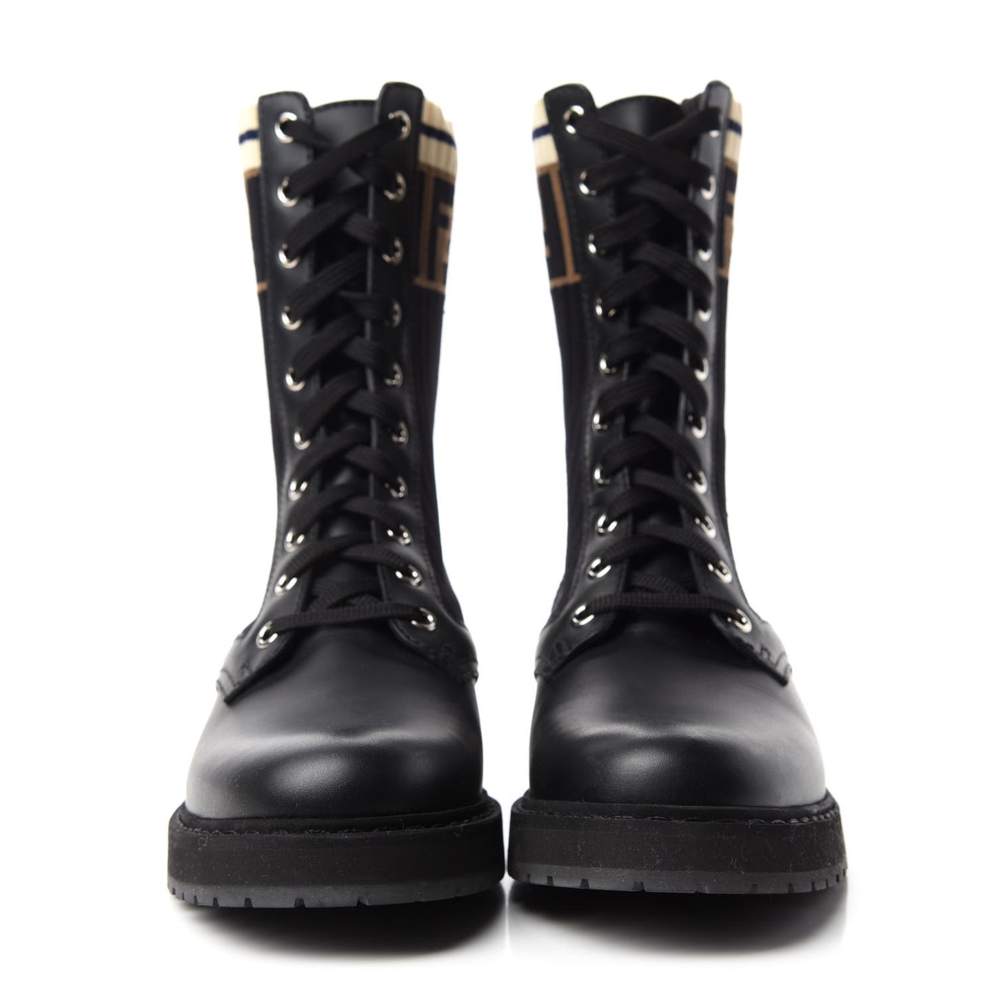 Calfskin Stretch Fabric Rockoko Biker Boots 36.5 Tobacco Black Marino