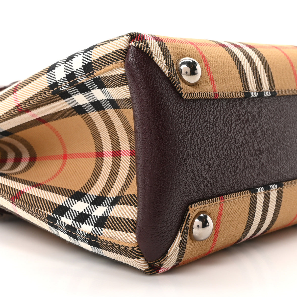 Burberry Goatskin Vintage Check Small Banner Tote Deep Claret 10 of 12