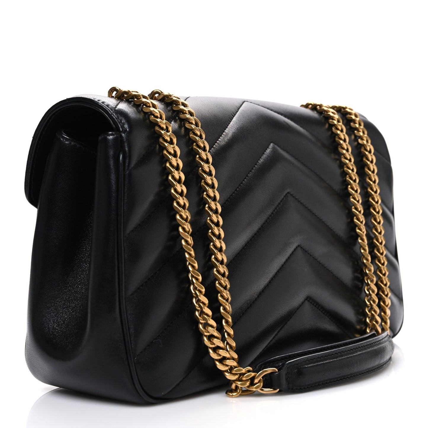 Lambskin Chevron Quilted Medium Loulou Black