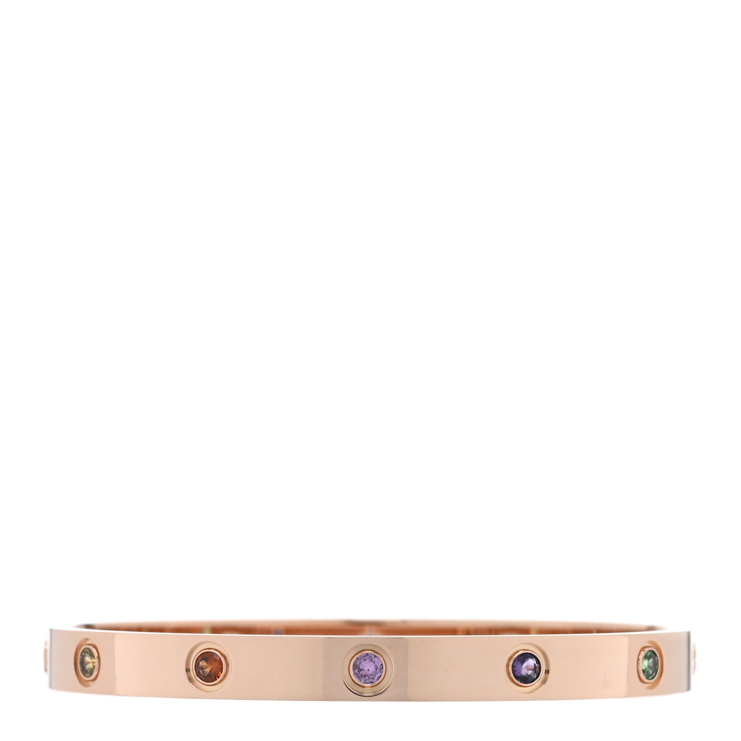18K Pink Gold Sapphire Garnet Amethyst LOVE Bracelet 17