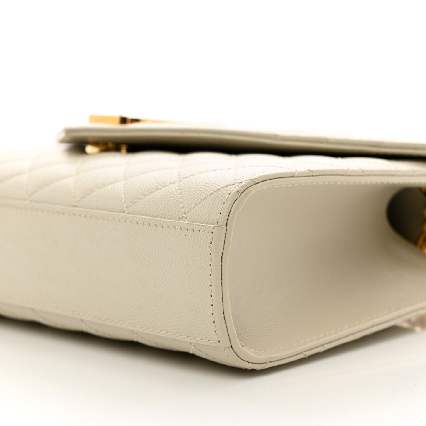Grain De Poudre Textured Mixed Matelasse Medium Triquilt Monogram Satchel Crema Soft