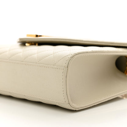 Saint Laurent Grain De Poudre Textured Mixed Matelasse Medium Triquilt Monogram Satchel Crema Soft 10 of 10