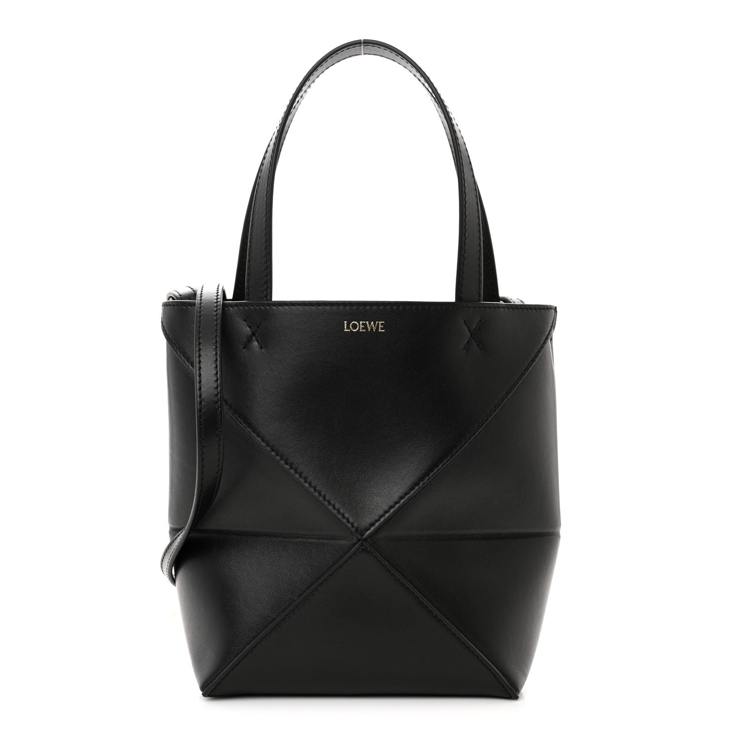Loewe Shiny Calfskin Mini Puzzle Fold Tote Black 1 of 10