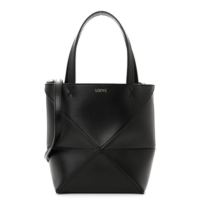 Loewe Shiny Calfskin Mini Puzzle Fold Tote Black 1 of 10