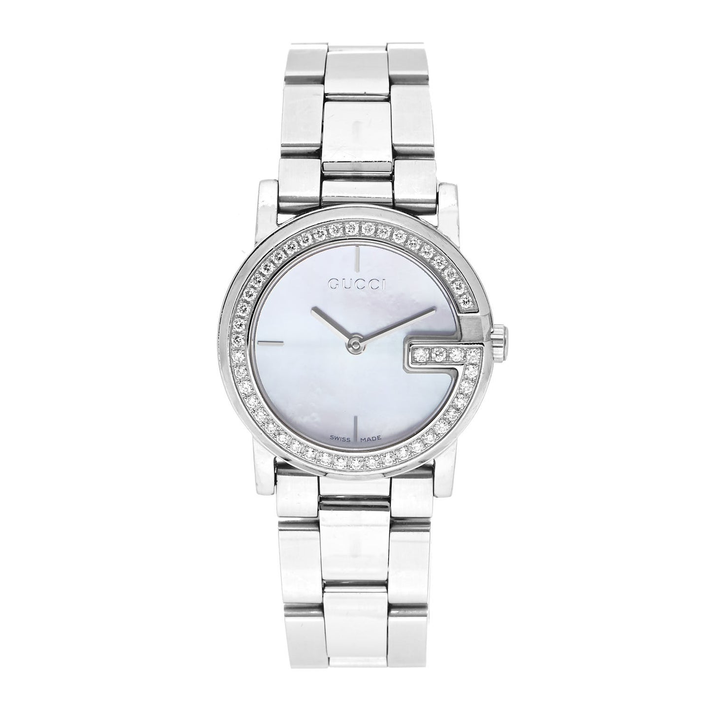 Stainless Steel Diamond Bezel Mother of Pearl 27mm 101L Quartz Watch