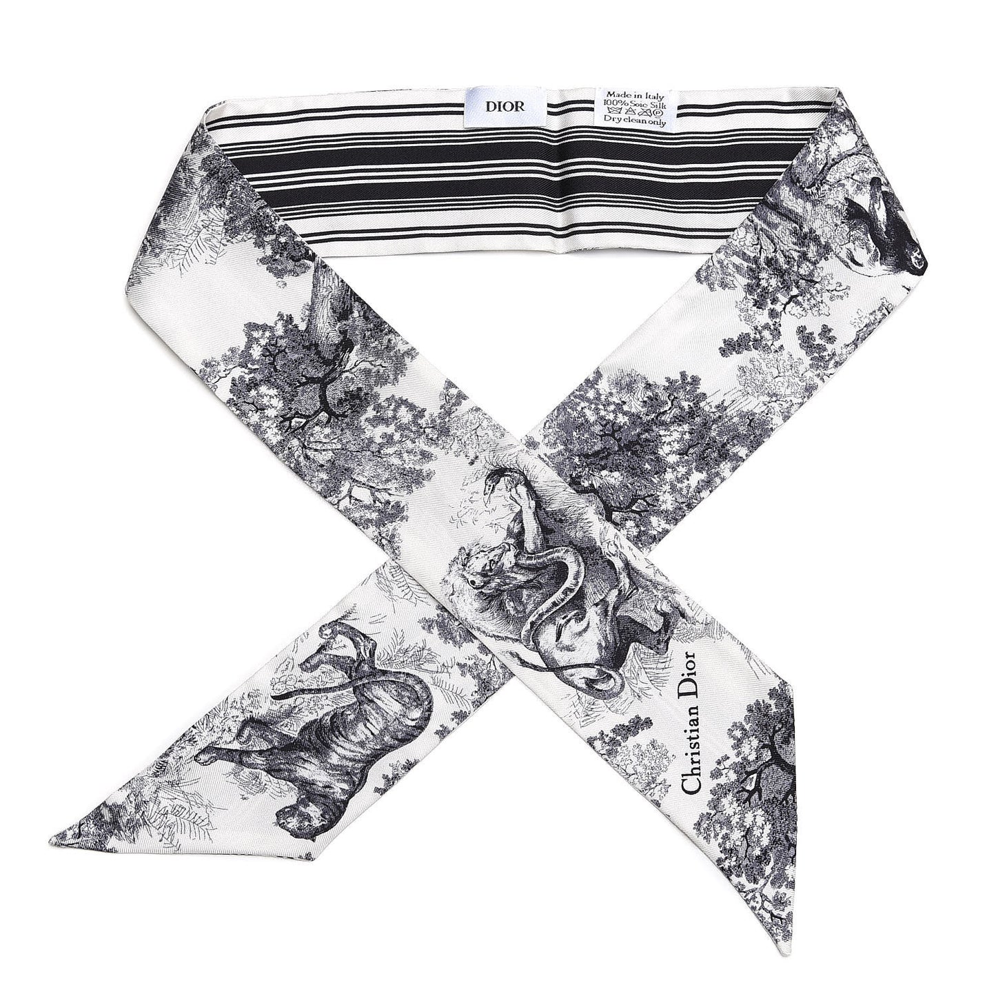 Silk Toile De Jouy Mitzah Scarf Navy Blue