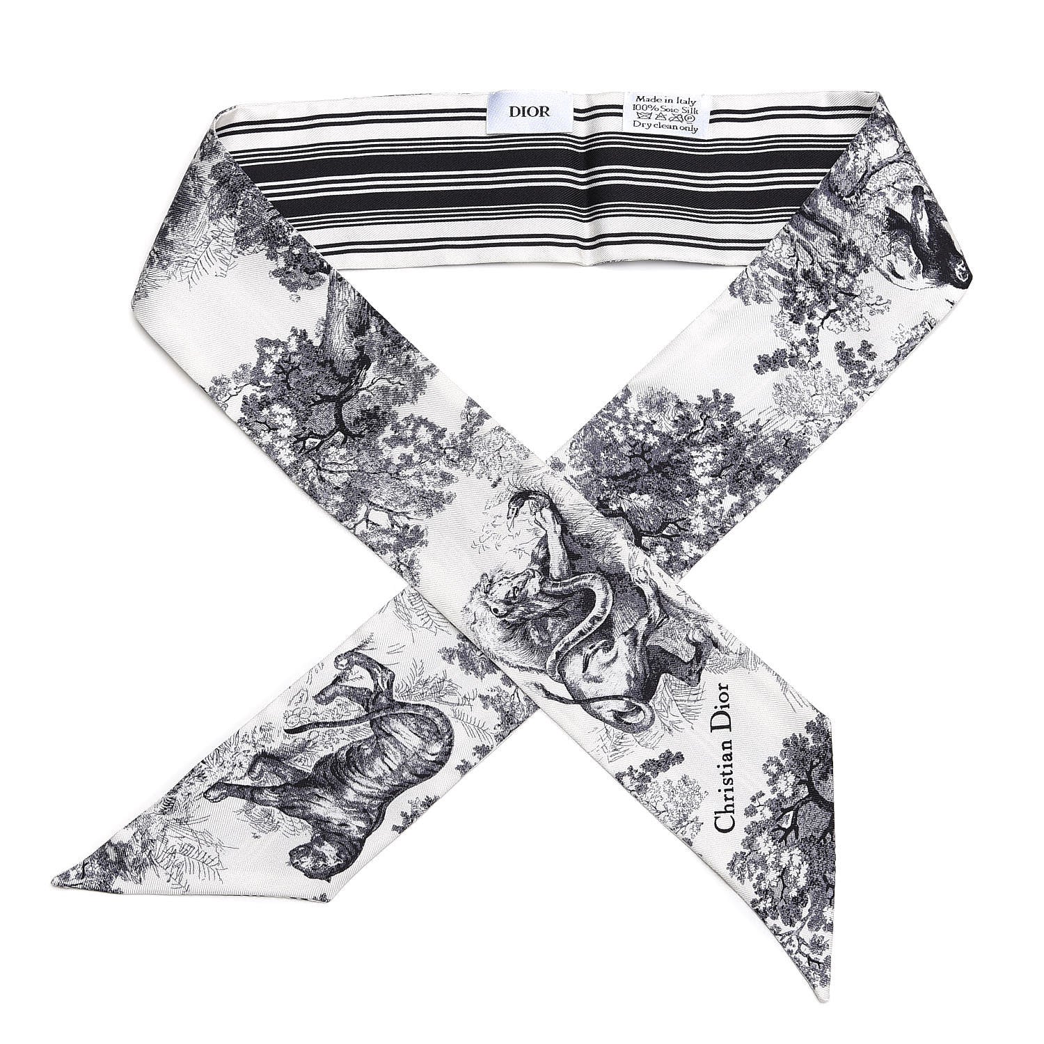 Christian Dior Silk Toile De Jouy Mitzah Scarf Navy Blue 1 of 4