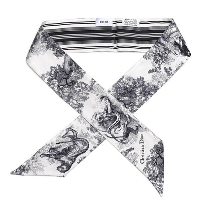Christian Dior Silk Toile De Jouy Mitzah Scarf Navy Blue 1 of 4
