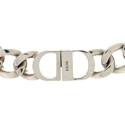 Christian Dior Metal Crystal CD Chain Link Necklace Silver 3 of 4
