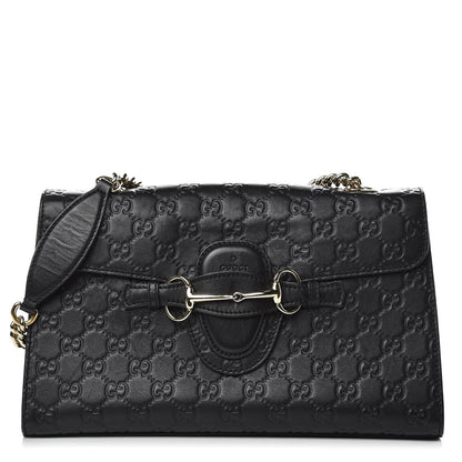 Gucci Guccissima Medium Emily Chain Shoulder Bag Black 1 of 17