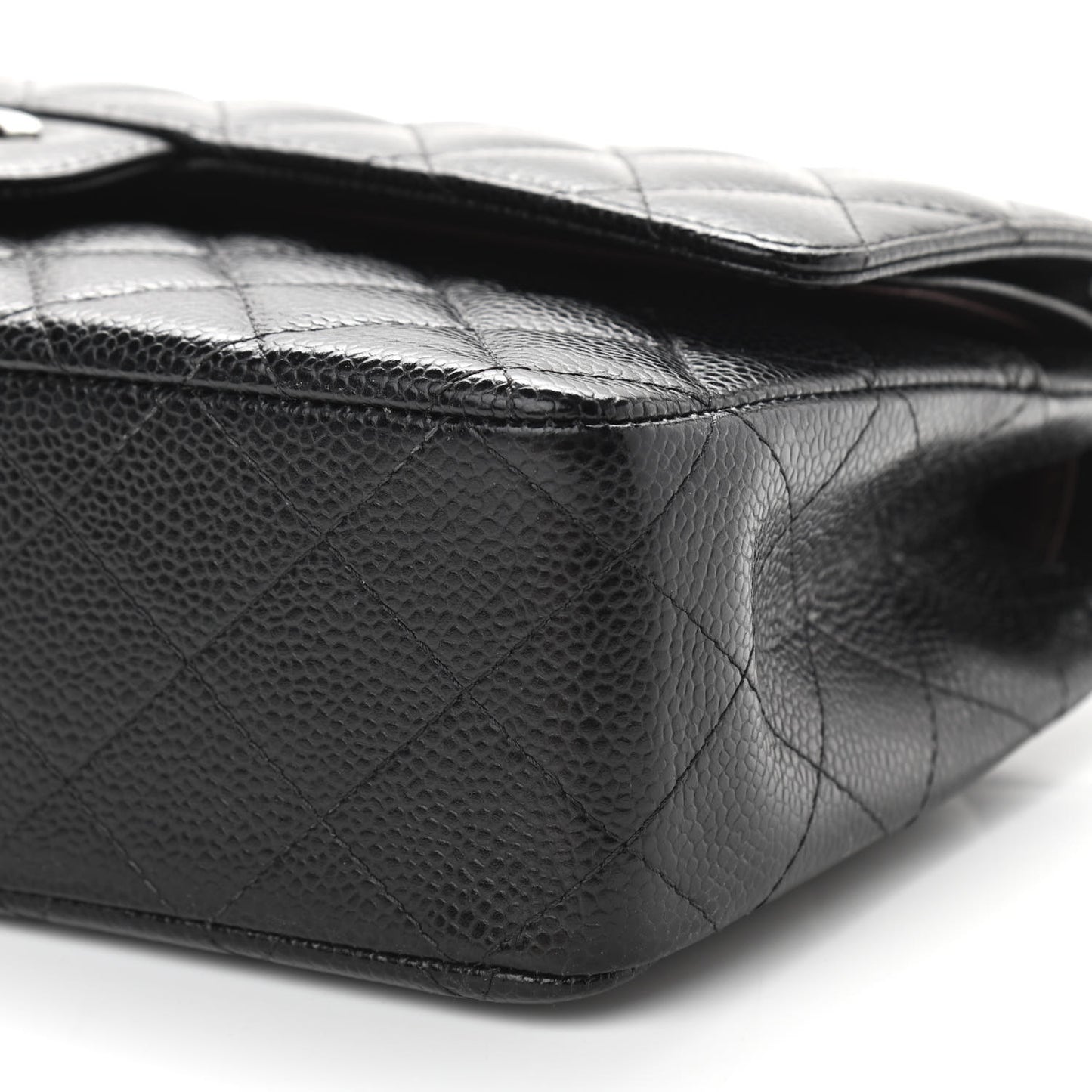 Caviar Quilted Medium Double Flap Black