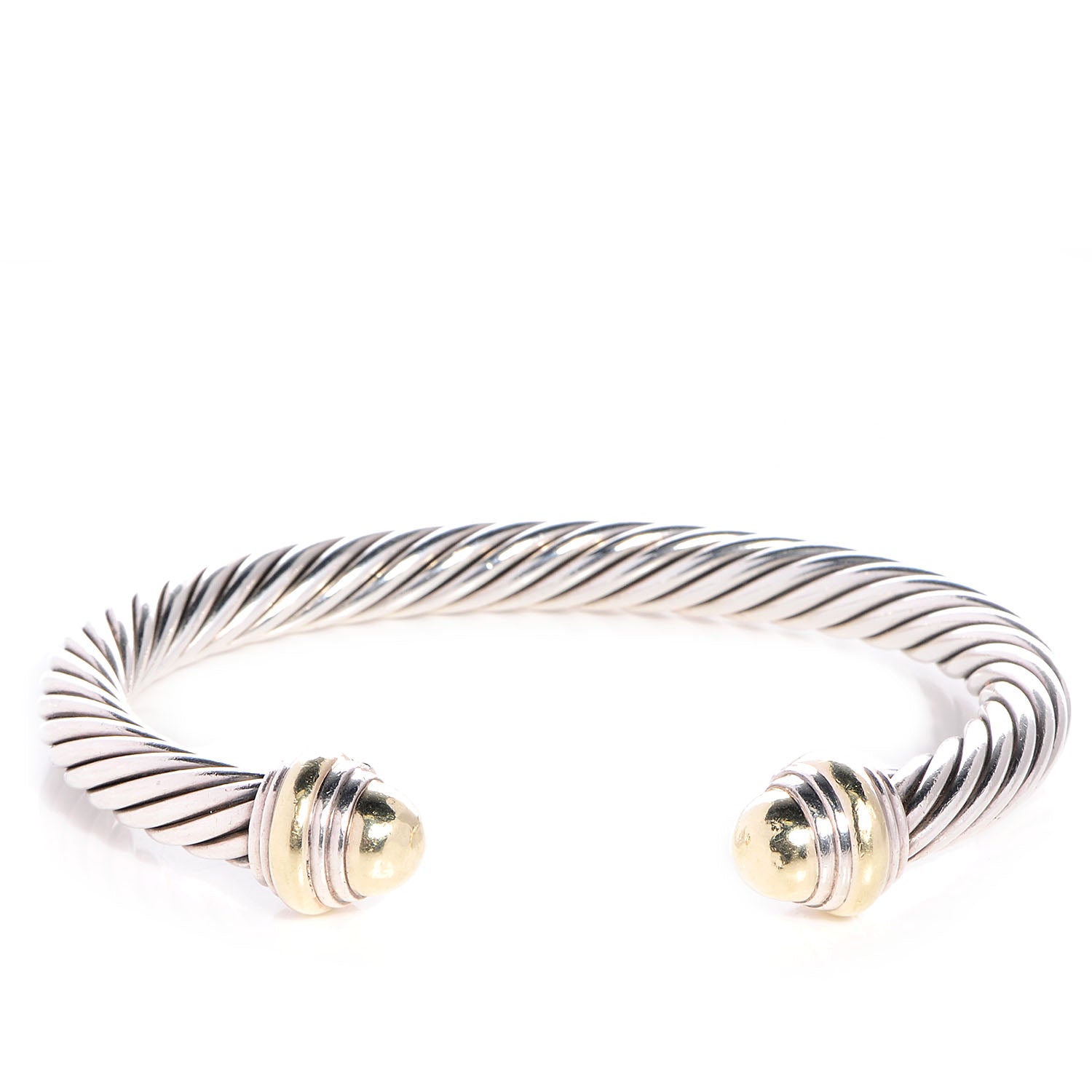 David Yurman Sterling Silver 14K Yellow Gold 7mm Cable Classics Bracelet 1 of 6