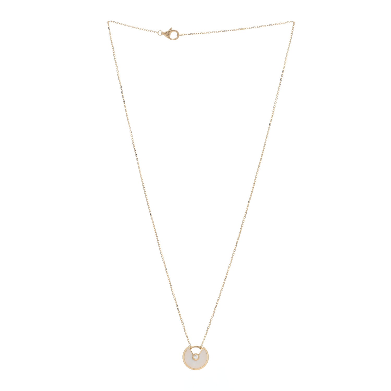 Cartier 18K Yellow Gold Diamond Mother of Pearl XS Amulette de Cartier Pendant Necklace 3 of 5