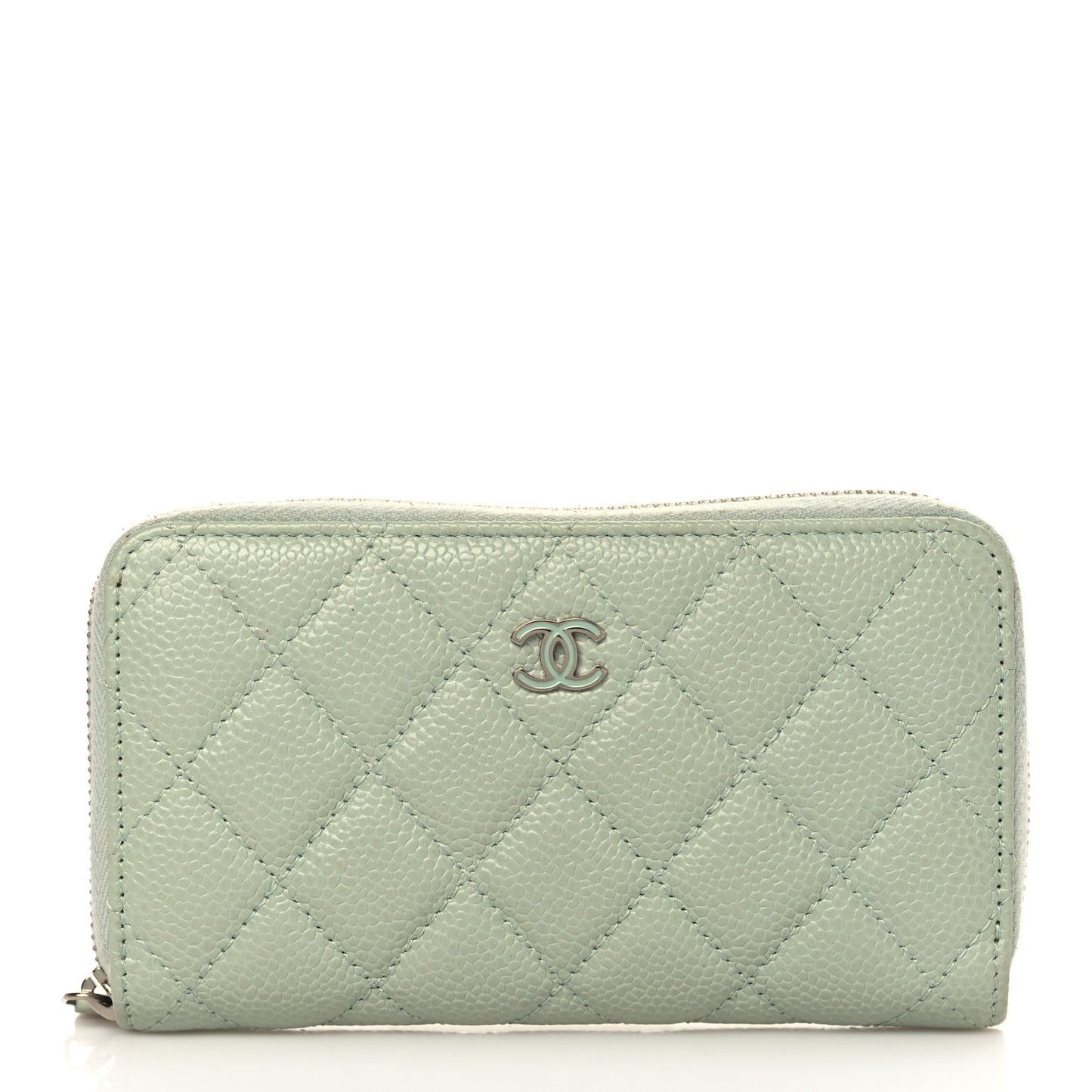 Caviar Quilted Small Zip Around Wallet Light Green
