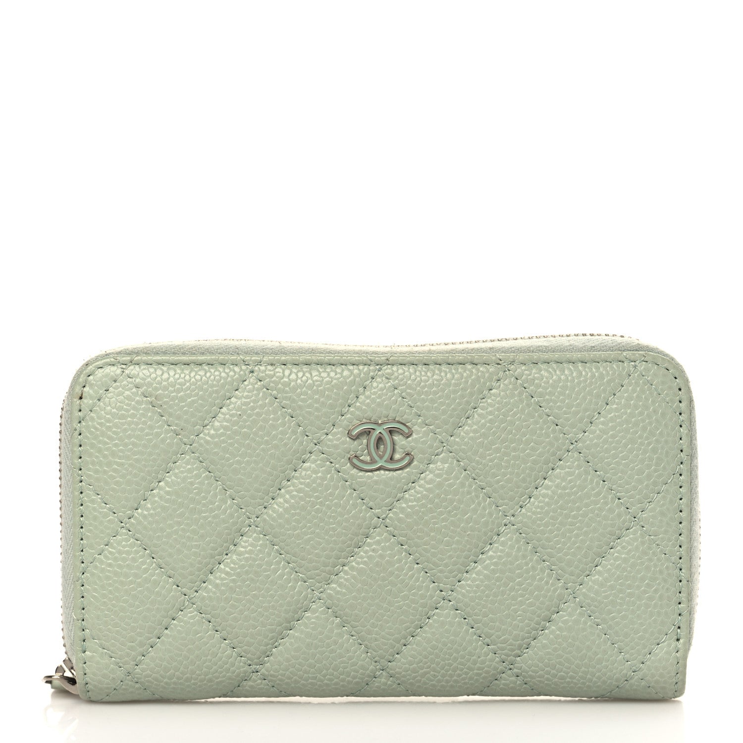 Chanel Caviar Quilted Small Zip Around Wallet Light Green 1 of 9