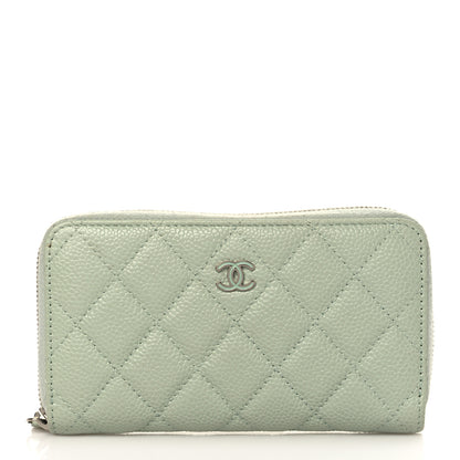 Chanel Caviar Quilted Small Zip Around Wallet Light Green 1 of 9