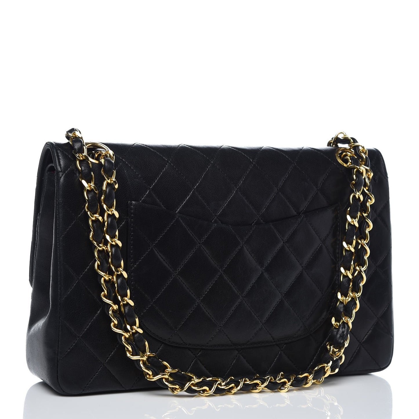 Lambskin Quilted Medium Double Flap Black