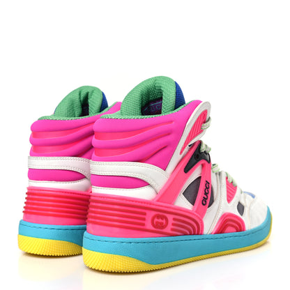 Gucci Demetra Womens Basket High Top Sneakers 38.5 Great White Bright Splash Loess 4 of 7