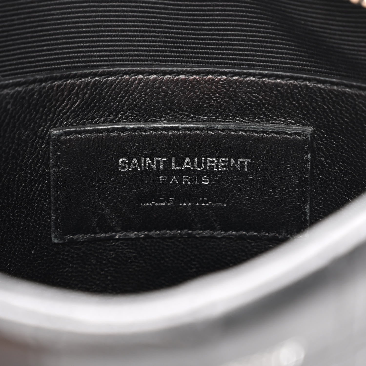 Saint Laurent Calfskin Crocodile Embossed Small Classic Monogram Camera Bag Black 6 of 11