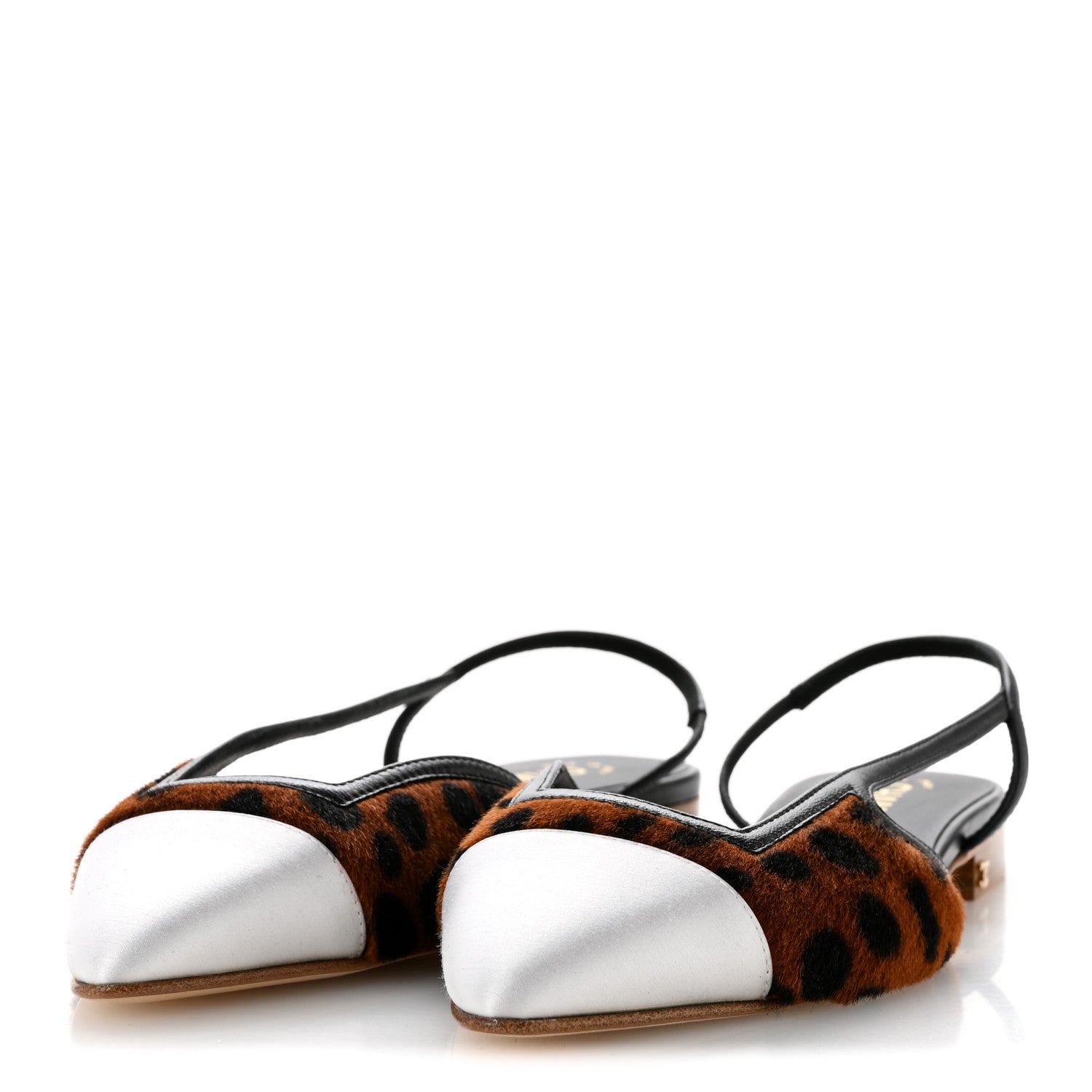 Chanel Lambskin Mixed Fibers Cap Toe CC Slingback Flats 37 Brown Black White 4 of 9