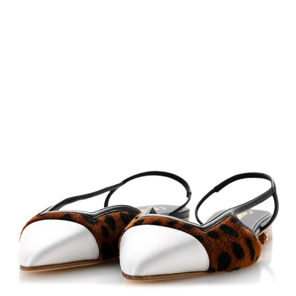 Chanel Lambskin Mixed Fibers Cap Toe CC Slingback Flats 37 Brown Black White 4 of 9