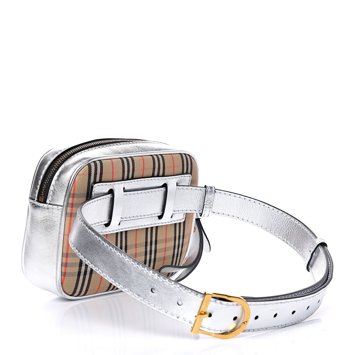 Burberry Smooth Calfskin 1983 Knight Check Link Bum Bag Silver 3 of 10