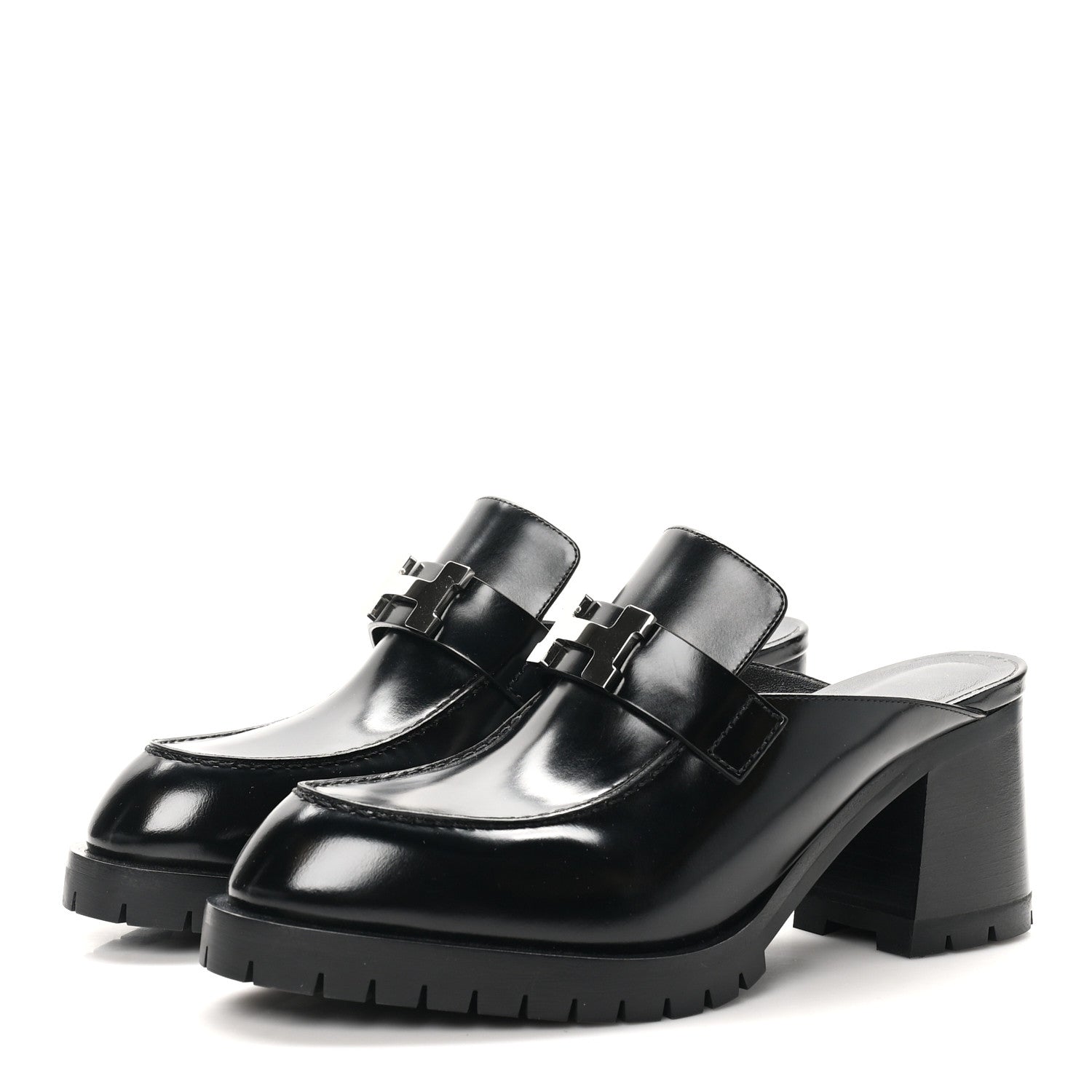 Hermes Calfskin Womens Flore 60 Mules 38 Black 4 of 18