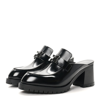 Hermes Calfskin Womens Flore 60 Mules 38 Black 4 of 18