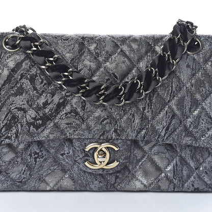 Chanel Metallic Brocade Quilted Medium Double Flap Dark Grey 8 of 15