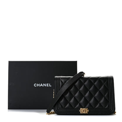 Chanel Caviar Quilted Boy Wallet On Chain WOC Black 13 of 13