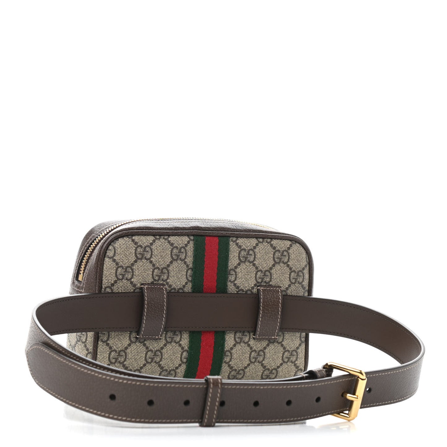 GG Supreme Monogram Web Small Ophidia Belt Bag 85 34 Dark Brown