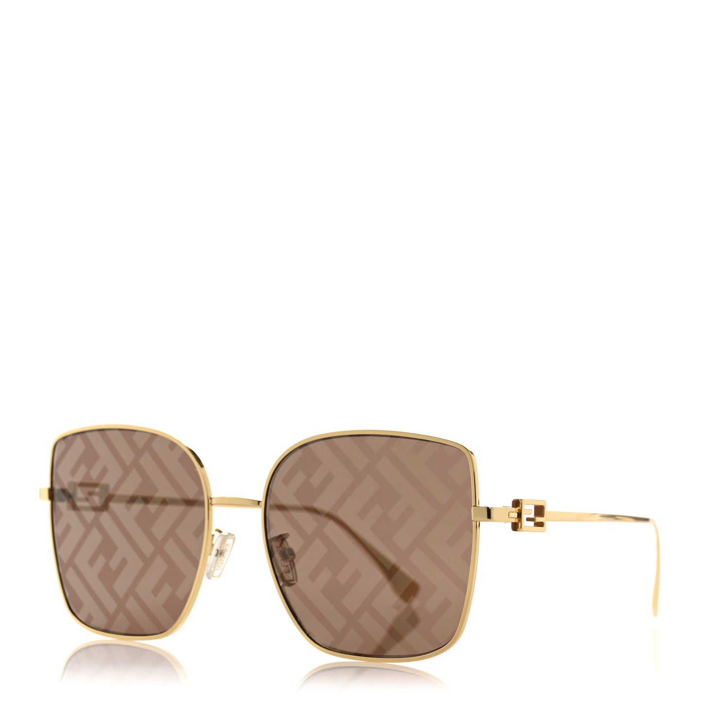 Metal Baguette Square Sunglasses FE40013U Gold Brown