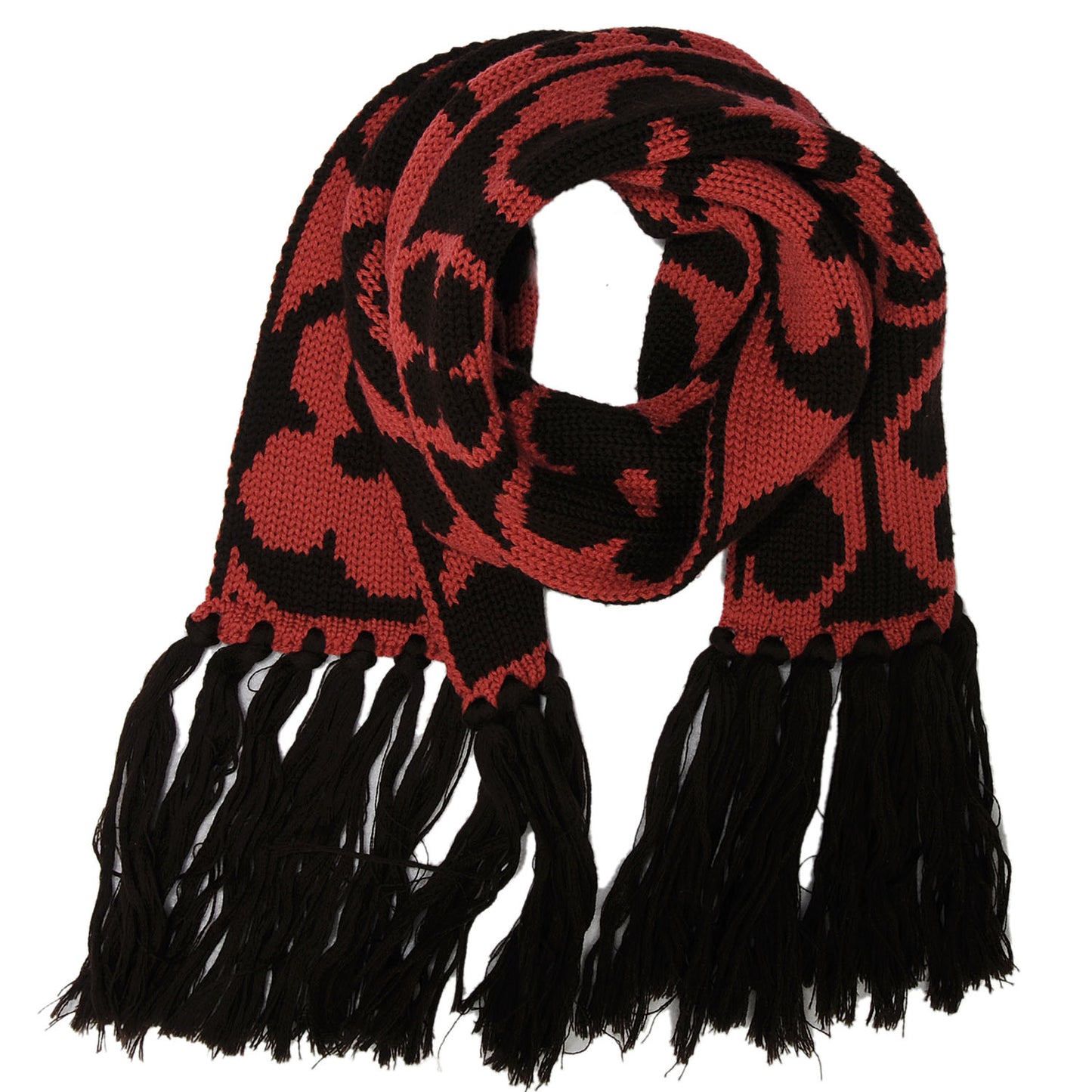 Monogram Knit Wool Fringe Scarf Pink Ebene