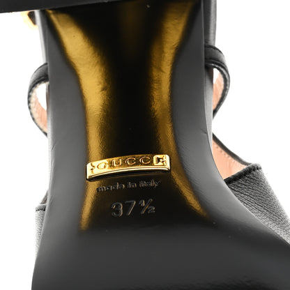 Gucci Malaga Kid Horsebit 75mm Slingback Pumps 37.5 Black 7 of 9