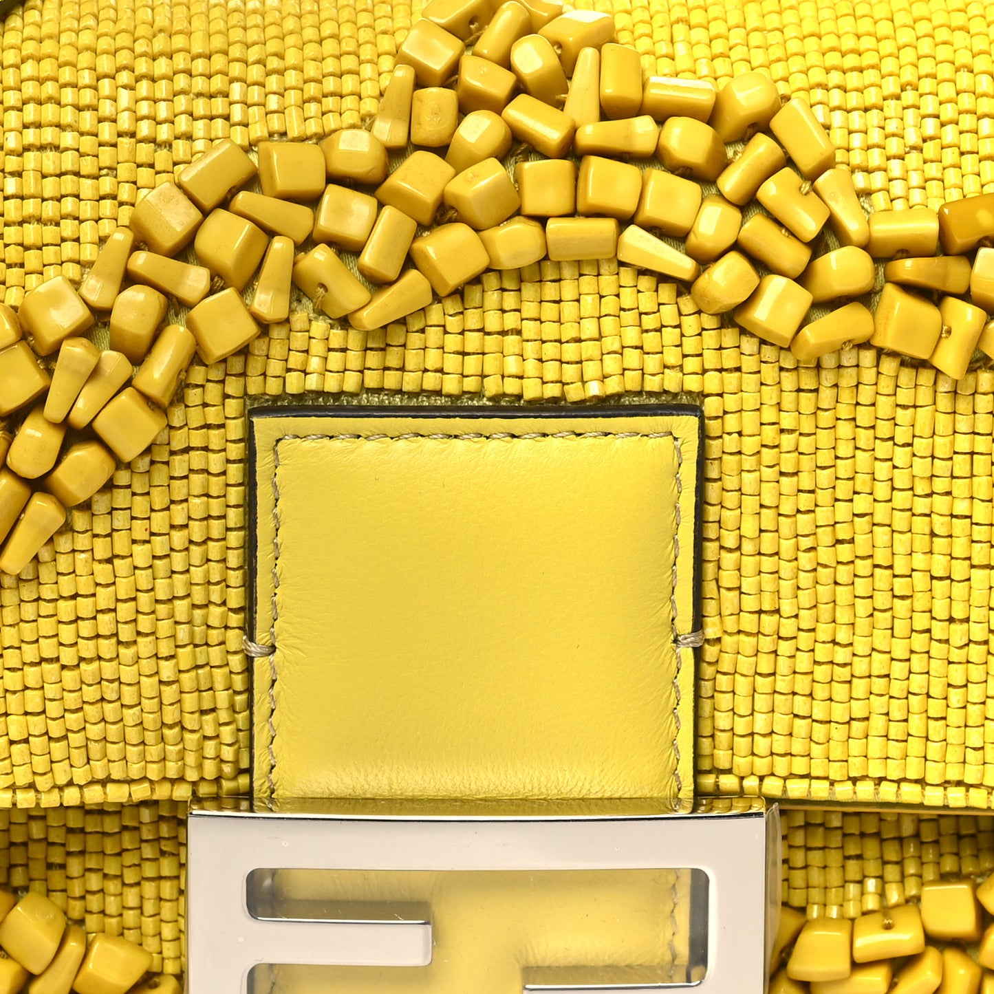 Rolling Stone Vitello Seta Bead Embroidered Re-Edition Baguette Giallo