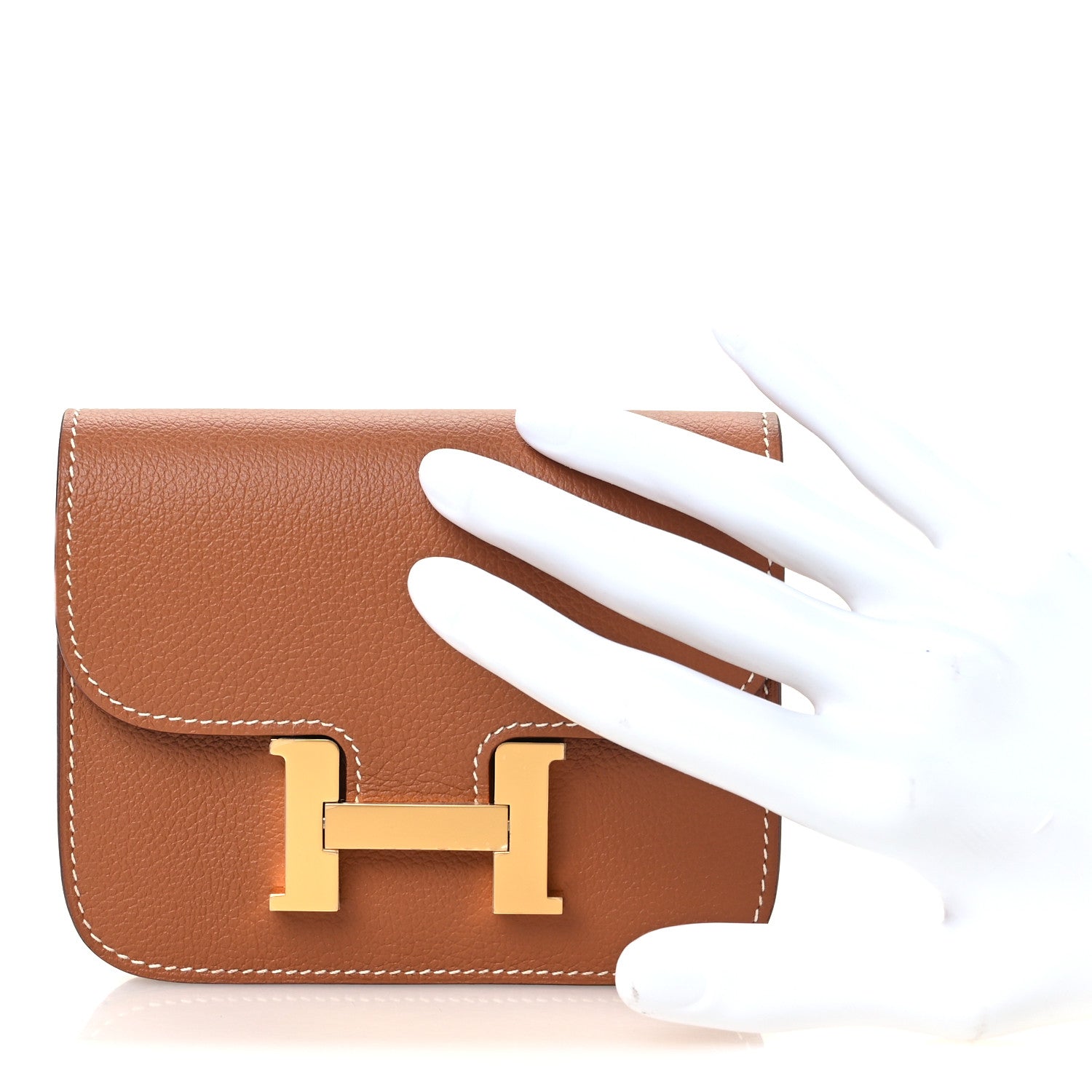Hermes Evercolor Bi-Color Constance Slim Wallet Gold Lime 2 of 12