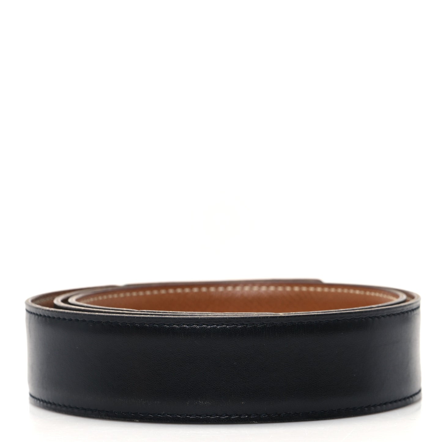 Box Courchevel 32mm Belt Strap 80 Black Gold