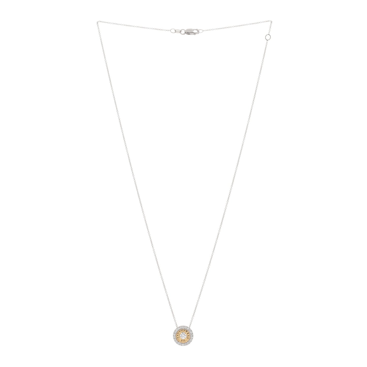 18K White Yellow Gold Diamond Large Siena Dot Pendant Necklace