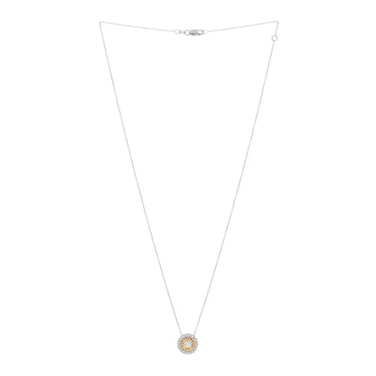 Roberto Coin 18K White Yellow Gold Diamond Large Siena Dot Pendant Necklace 2 of 4