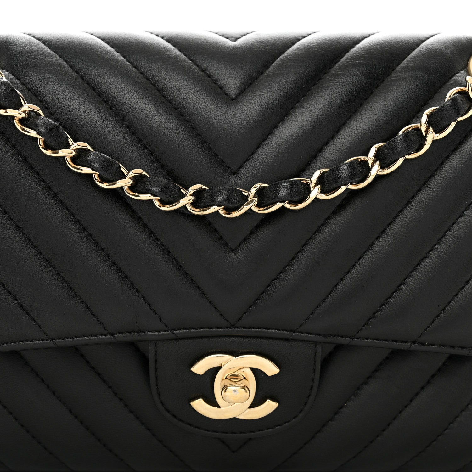 Chanel Lambskin Chevron Quilted Medium Double Flap Black 5 of 11